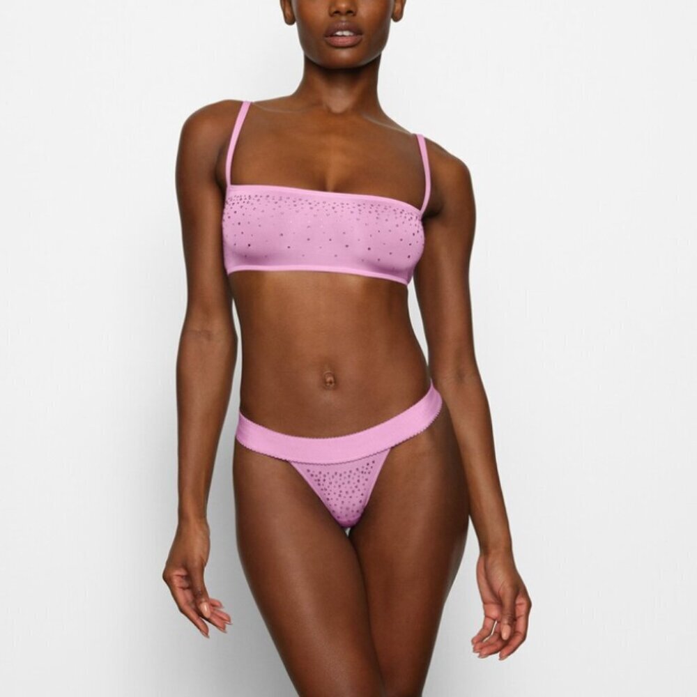 SKIMS Pink Jelly Sheer Rhinestone Sexy Lingerie Thong OF Dancer Size 4X